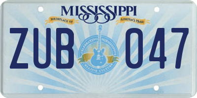 MS license plate ZUB047