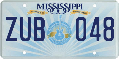 MS license plate ZUB048