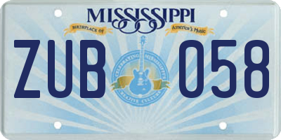 MS license plate ZUB058