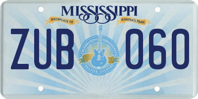 MS license plate ZUB060