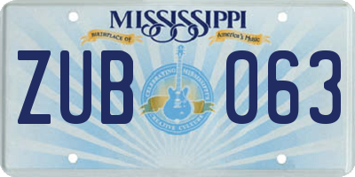 MS license plate ZUB063