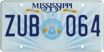 MS license plate ZUB064