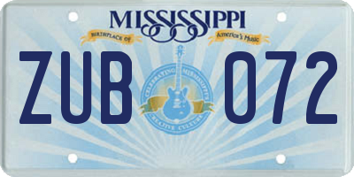 MS license plate ZUB072