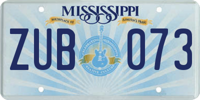 MS license plate ZUB073