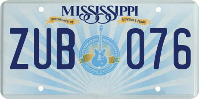 MS license plate ZUB076