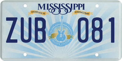MS license plate ZUB081