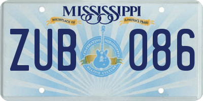 MS license plate ZUB086