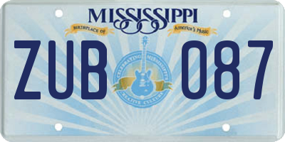 MS license plate ZUB087