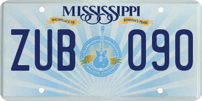 MS license plate ZUB090