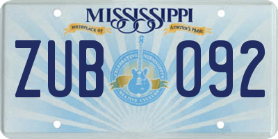 MS license plate ZUB092