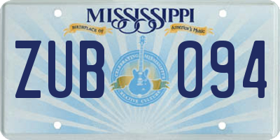 MS license plate ZUB094