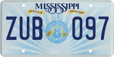 MS license plate ZUB097
