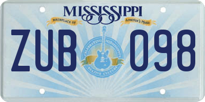 MS license plate ZUB098