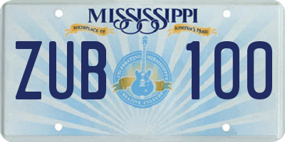 MS license plate ZUB100
