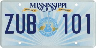 MS license plate ZUB101