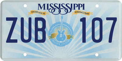 MS license plate ZUB107