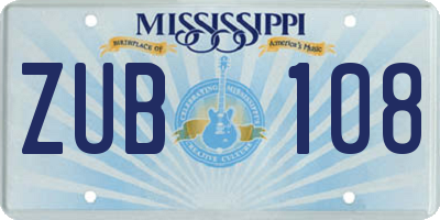 MS license plate ZUB108