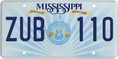 MS license plate ZUB110