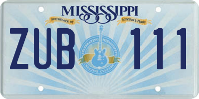 MS license plate ZUB111