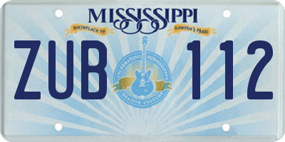 MS license plate ZUB112