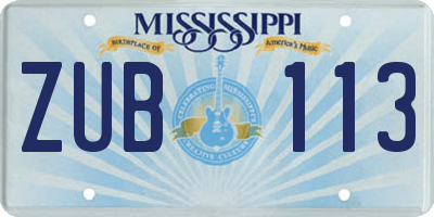 MS license plate ZUB113