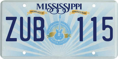 MS license plate ZUB115