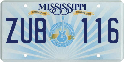 MS license plate ZUB116