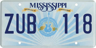 MS license plate ZUB118