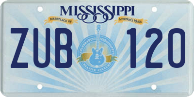 MS license plate ZUB120