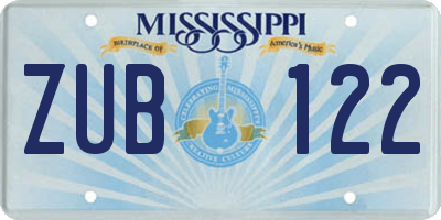 MS license plate ZUB122