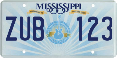 MS license plate ZUB123