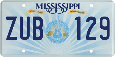 MS license plate ZUB129