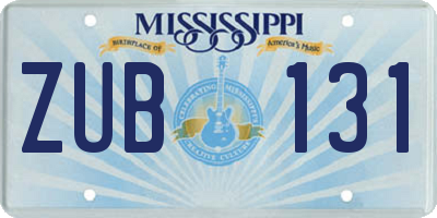 MS license plate ZUB131