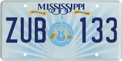 MS license plate ZUB133