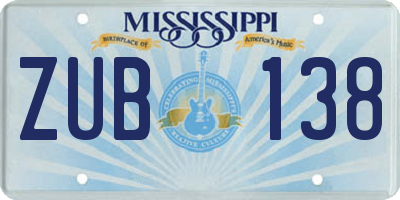 MS license plate ZUB138