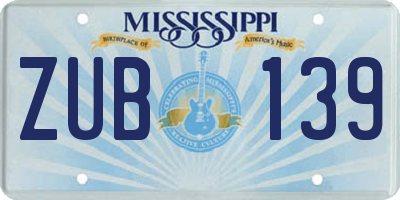 MS license plate ZUB139