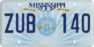 MS license plate ZUB140