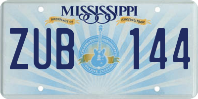 MS license plate ZUB144
