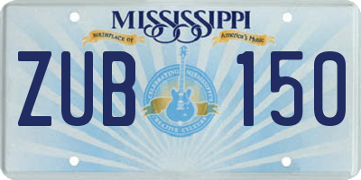 MS license plate ZUB150