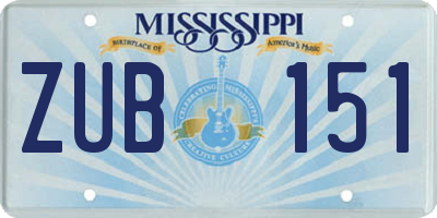 MS license plate ZUB151