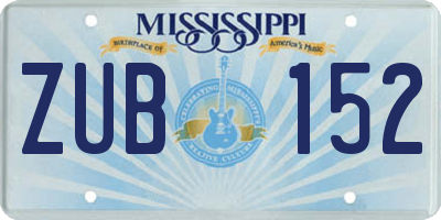 MS license plate ZUB152