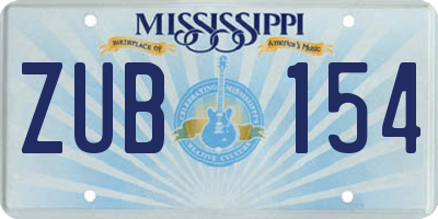 MS license plate ZUB154