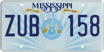 MS license plate ZUB158