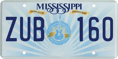 MS license plate ZUB160