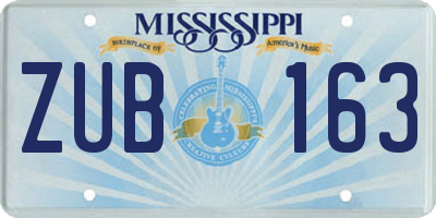 MS license plate ZUB163