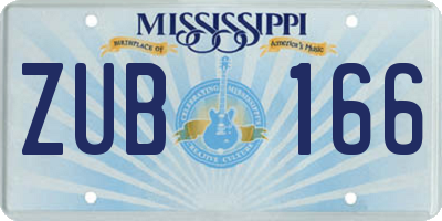 MS license plate ZUB166
