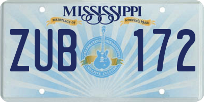 MS license plate ZUB172