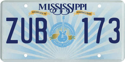 MS license plate ZUB173