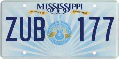 MS license plate ZUB177