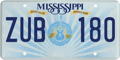 MS license plate ZUB180